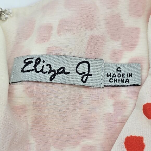 Eliza J Fit and Flare Dress Women's 4 Orange and Ivory - Picture 4 of 5